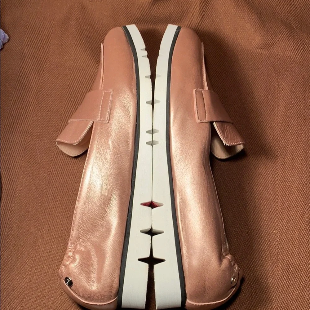 NWT AGL Made in Italy leather slip ons copper gold